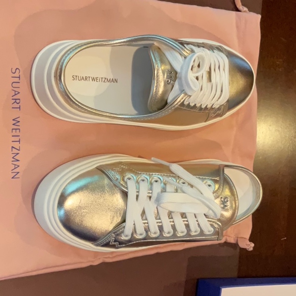 Stuart Weitzman Gold Platform Sneakers